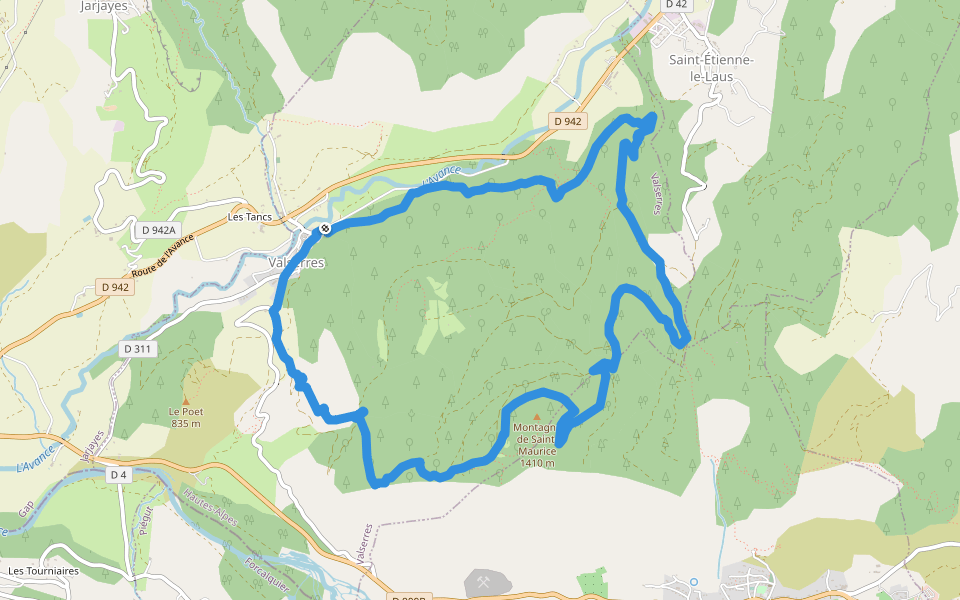 Saint-Maurice walking route map in Valserres