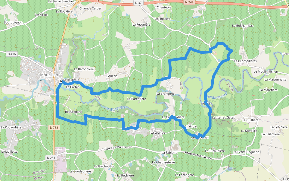 Circuit gallo-romain walking route map in Mouzillon