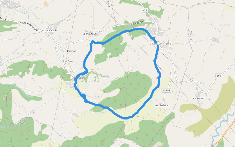 Tour du Bois walking route map in La Bâtie-Vieille