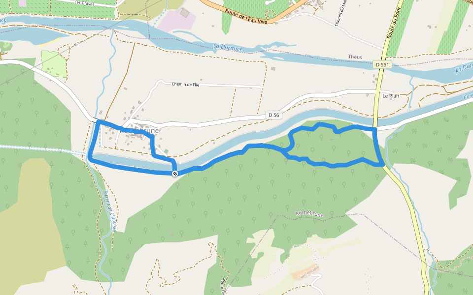 Bois du Plan walking route map in Rochebrune