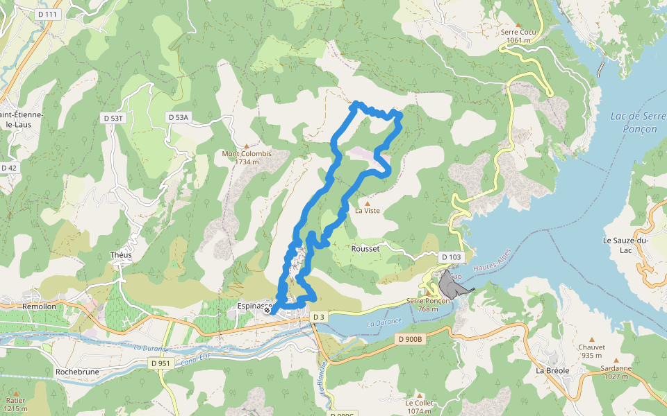 Le Trente Pas walking route map in Espinasses