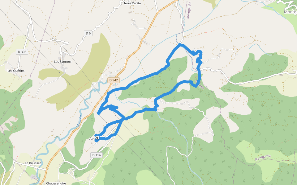 Les Frâches walking route map in Avançon