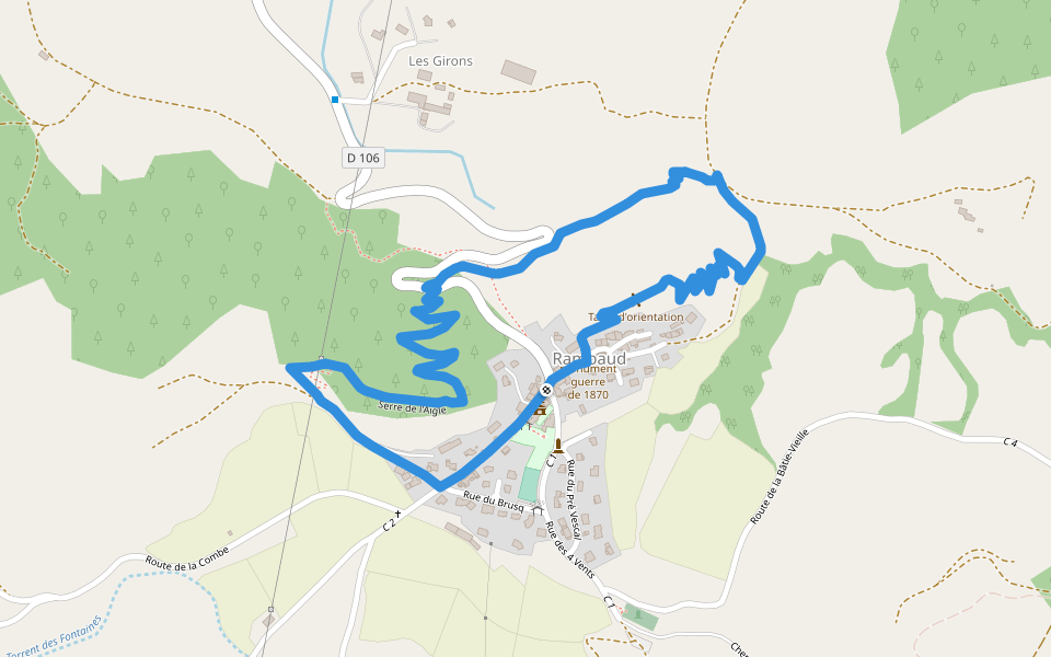 Balcons de Rambaud walking route map in Rambaud