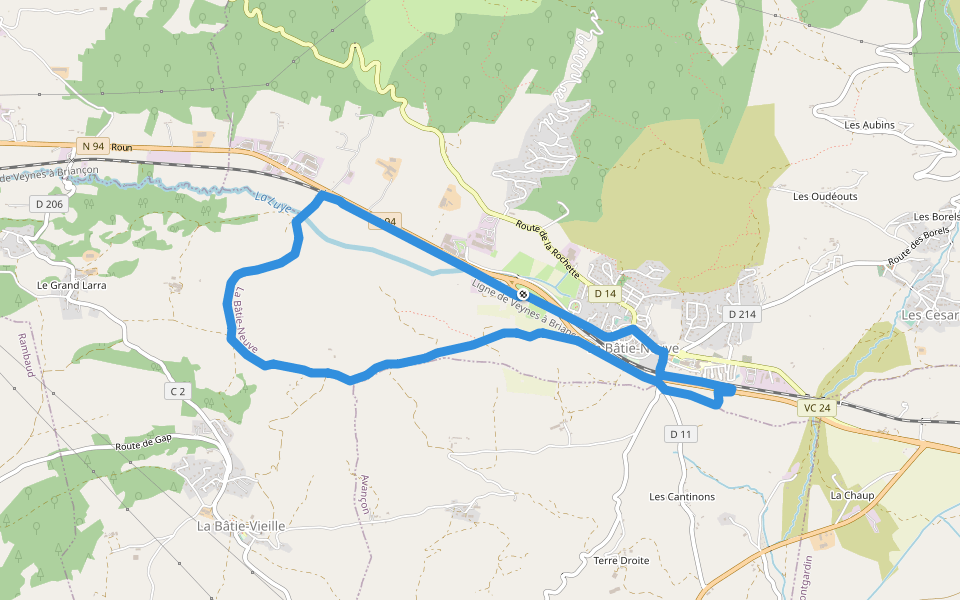 La Plaine walking route map in La Bâtie-Neuve