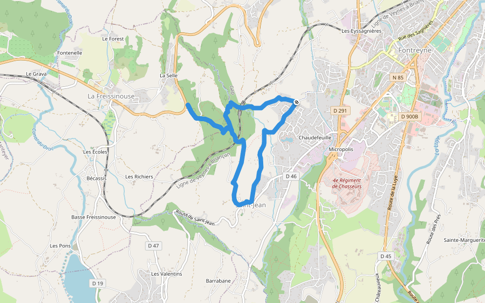 Le Viaduc de la Selle walking route map in Gap