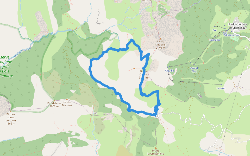 Le Pic de Gleize par le Sentier de Ronde walking route map in Gap