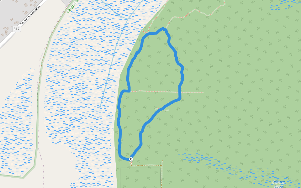 Стаза шумска колиба walking route map in Kupinovo