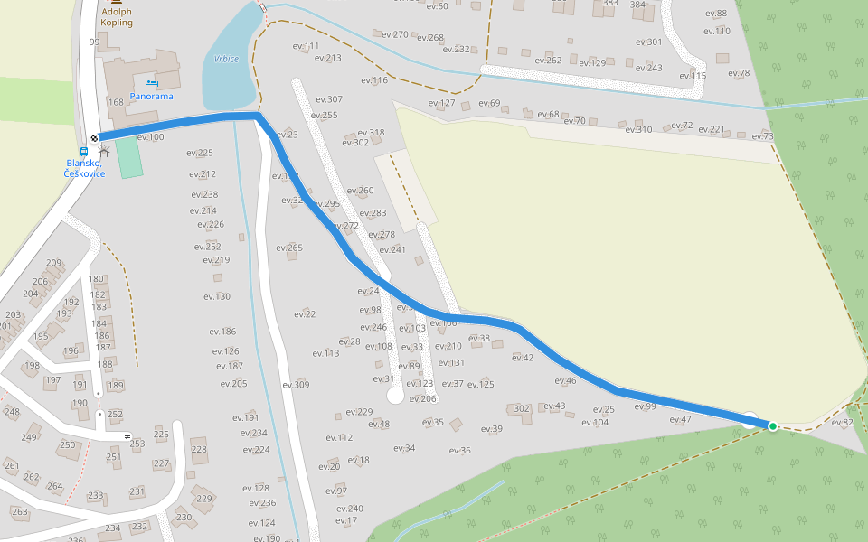 odbočka k hotelu Panorama walking route map in Blansko