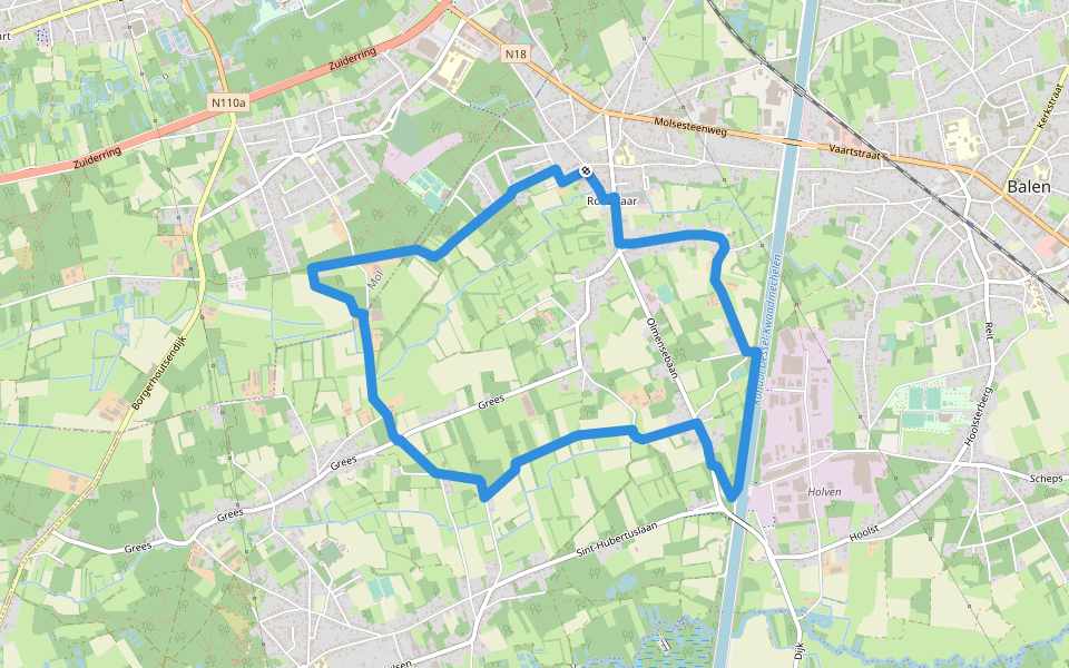 Leemkuilenpad walking route map in Balen