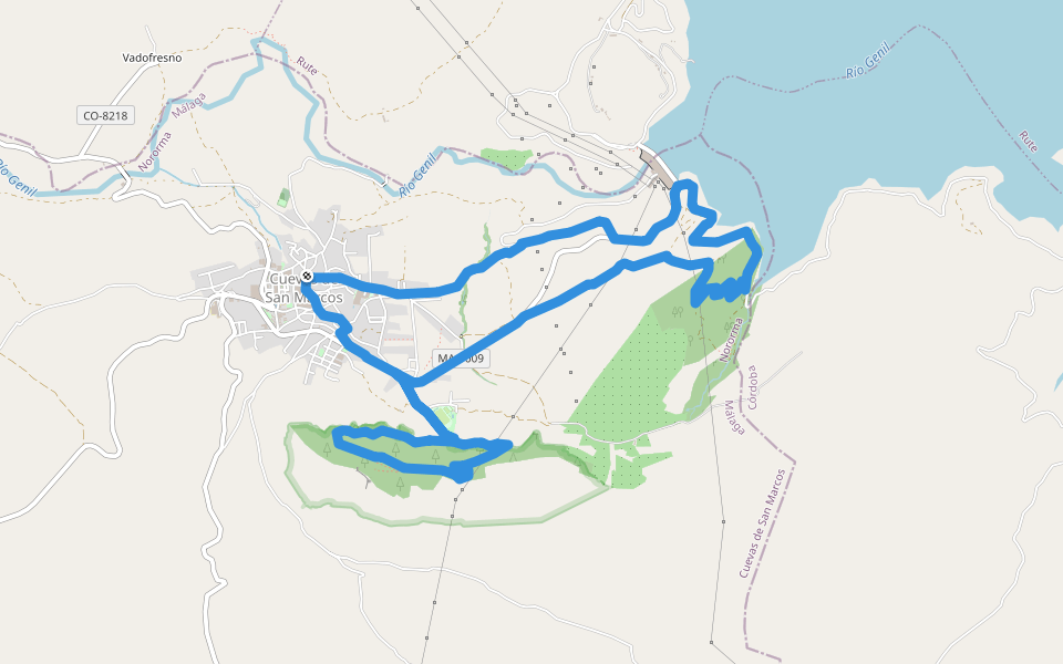 PR-A 234 Parque Arqueología y Natura Belda walking route map in Cuevas de San Marcos
