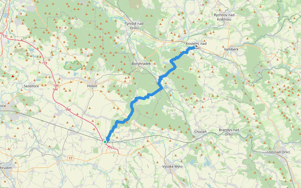 [Z] Uhersko - Kostelec n. O. walking route map in Chroustovice
