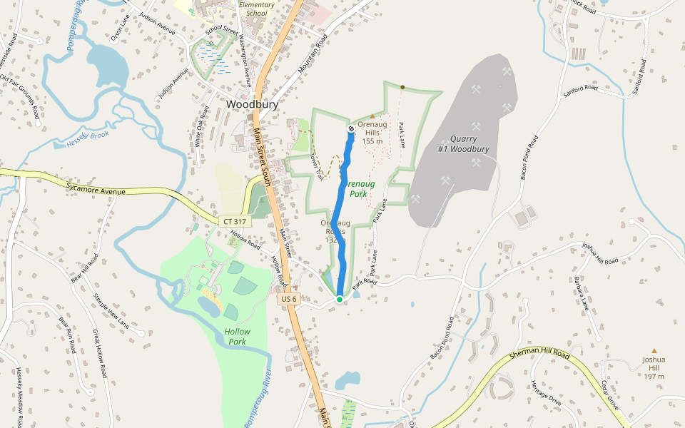 Fire Trail walking route map in Woodbury