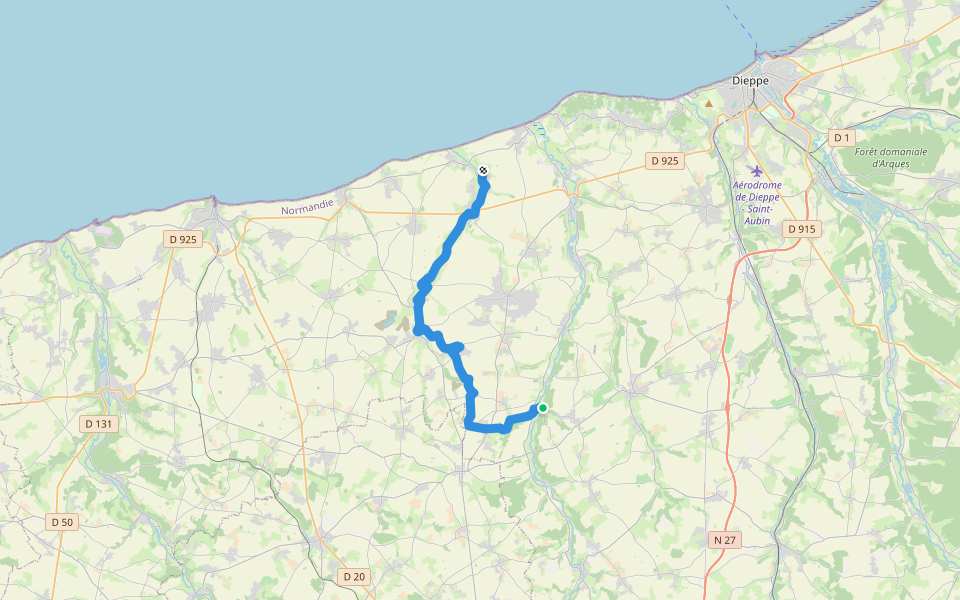 de Biville-la-rivière à Saint-Aubin-sur-mer walking route map in Royville