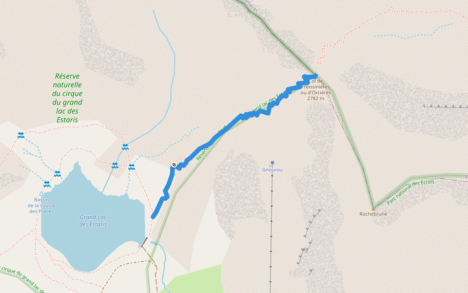 Eldorado ! Col de Freissinières walking route map in Freissinières