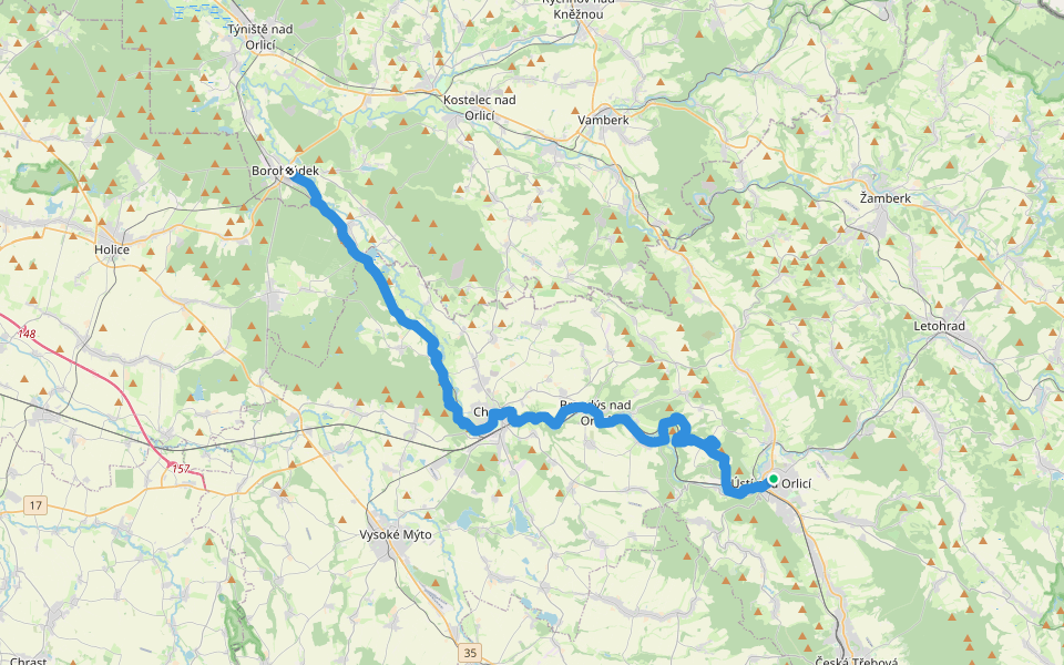 [Č] Borohrádek - Ústí nad Orlicí walking route map in Ústí nad Orlicí