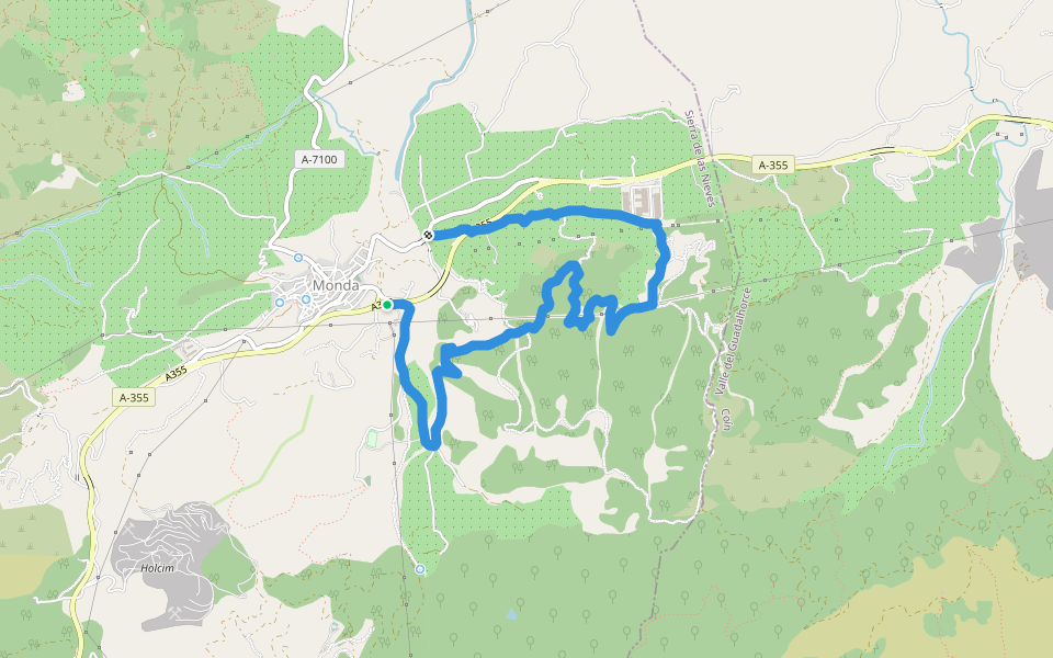 PR-A 275 Monda - Cerro Gordo walking route map in Monda