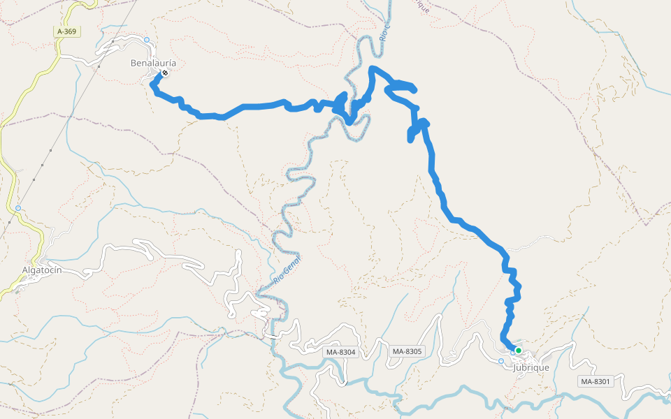 PR-A 291 Jubrique - Benalauría walking route map in Jubrique
