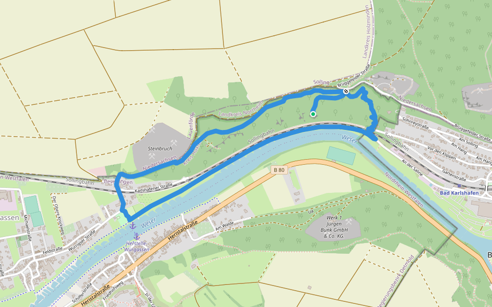 Erlesene Natur - Weser Skywalk walking route map in Beverungen