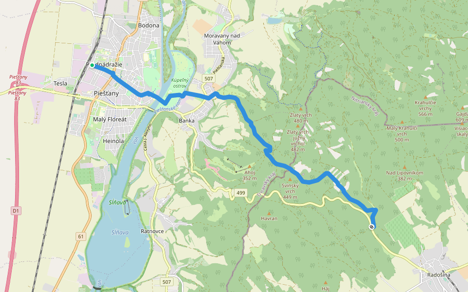 Chodník Karla Domina walking route map in Piešťany