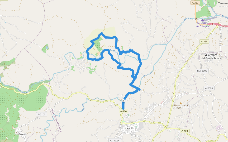PR-A 382 Los Dos Ríos walking route map in Coín
