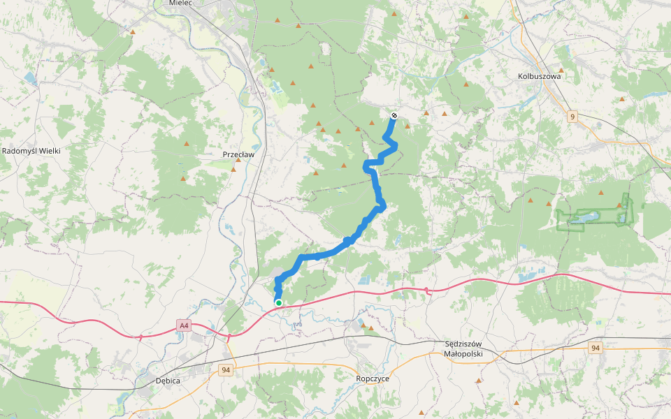 Pustków - Niwiska walking route map in Paszczyna