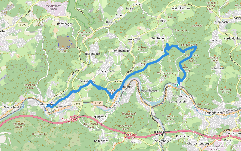 Panoramaweg Nord walking route map in Engelskirchen