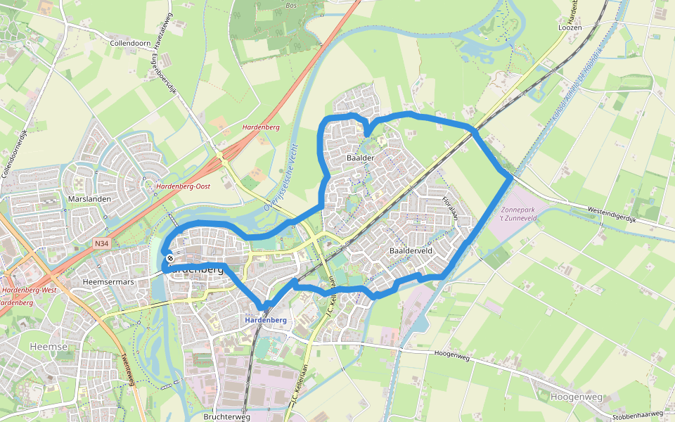 WNW Vechtdal - Hardenberg - oranje route walking route map in Hardenberg