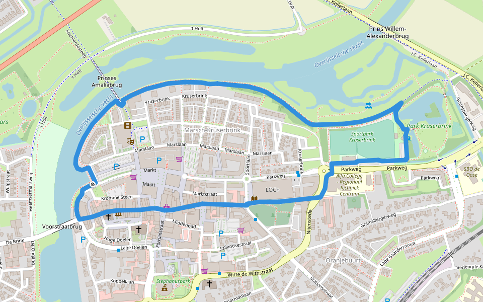WNW Vechtdal - Hardenberg -paarse route walking route map in Hardenberg