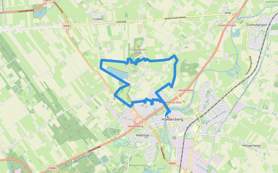 WNW Vechtdal - Collendoorn/Hardenberg -blauwe route walking route map in Hardenberg