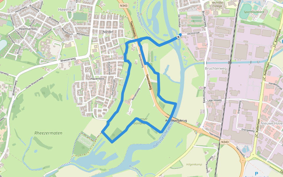 WNW Vechtdal - De Koppel - oranje route walking route map in Hardenberg