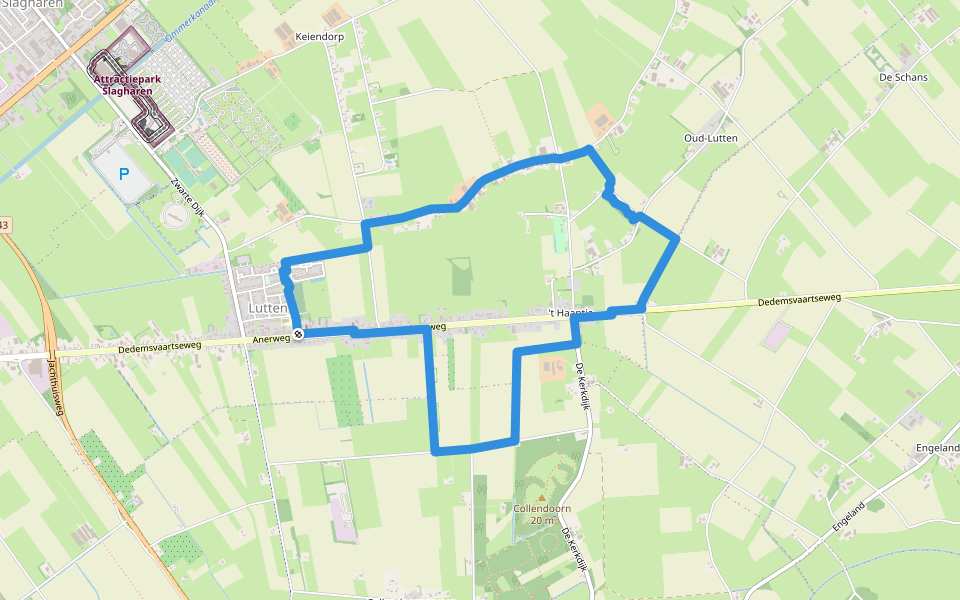 WNW Vechtdal - Lutten/Oud Lutten - paarse route walking route map in Lutten