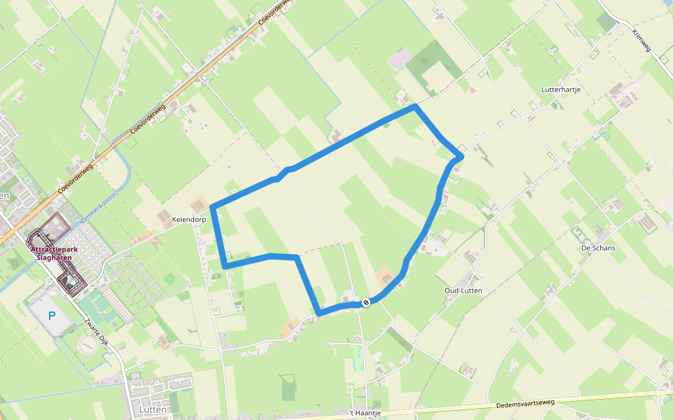 WNW Vechtdal - Oud Lutten - gele route walking route map in Lutten