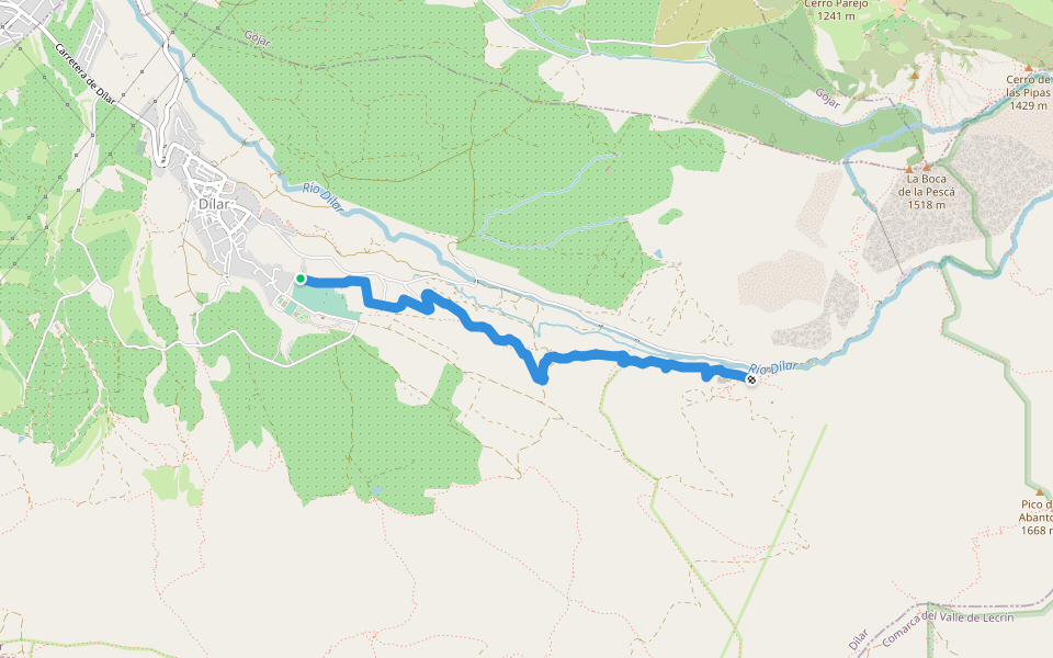Acequia Alta de Dílar walking route map in Dílar