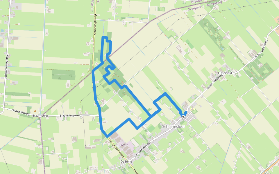 WNW Vechtdal - Schuinesloot - blauwe route walking route map in Schuinesloot