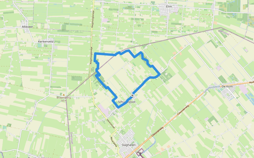 WNW Vechtdal - Schuinesloot - rode route walking route map in Schuinesloot