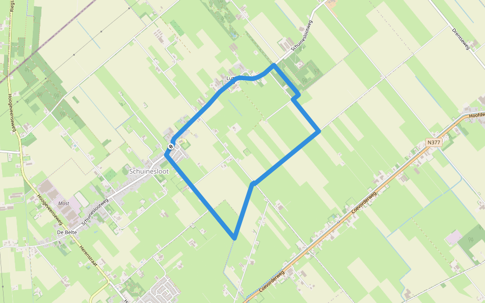 WNW Vechtdal - Schuinesloot - groene route walking route map in Schuinesloot