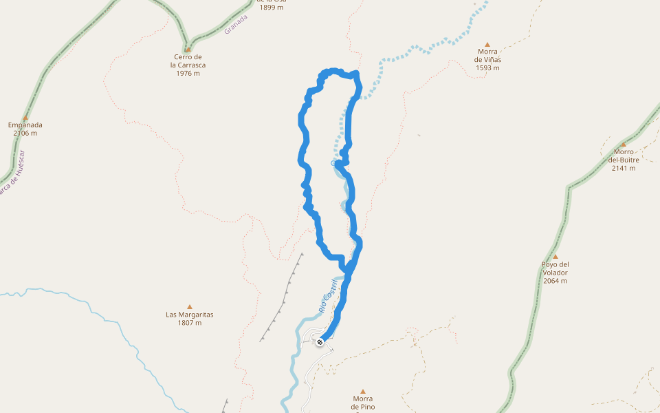 Barranco de la Osa walking route map in Castril