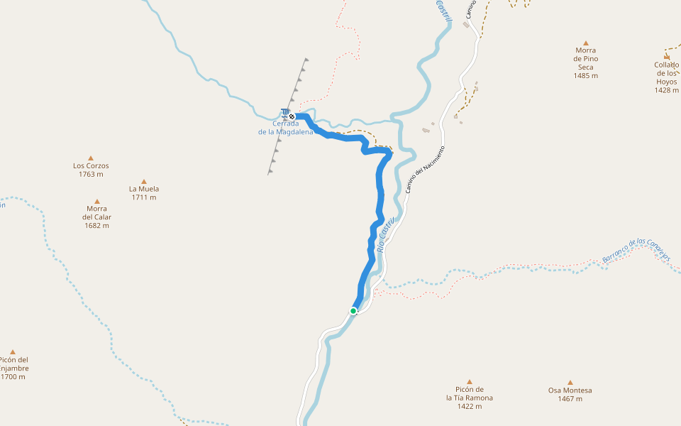 Cerrada de la Magdalena walking route map in Castril