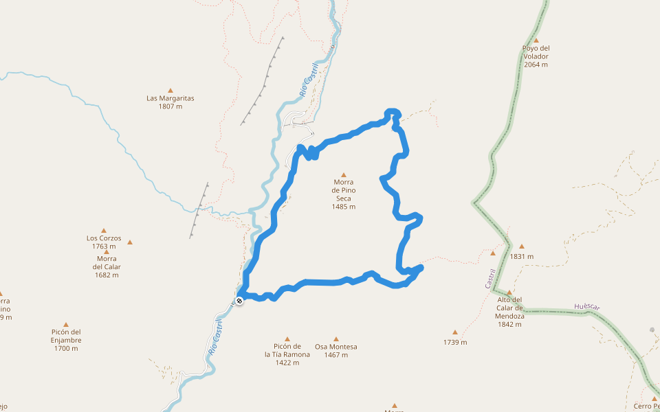 Hoyos de Moreno - Barranco Canalejas walking route map in Castril
