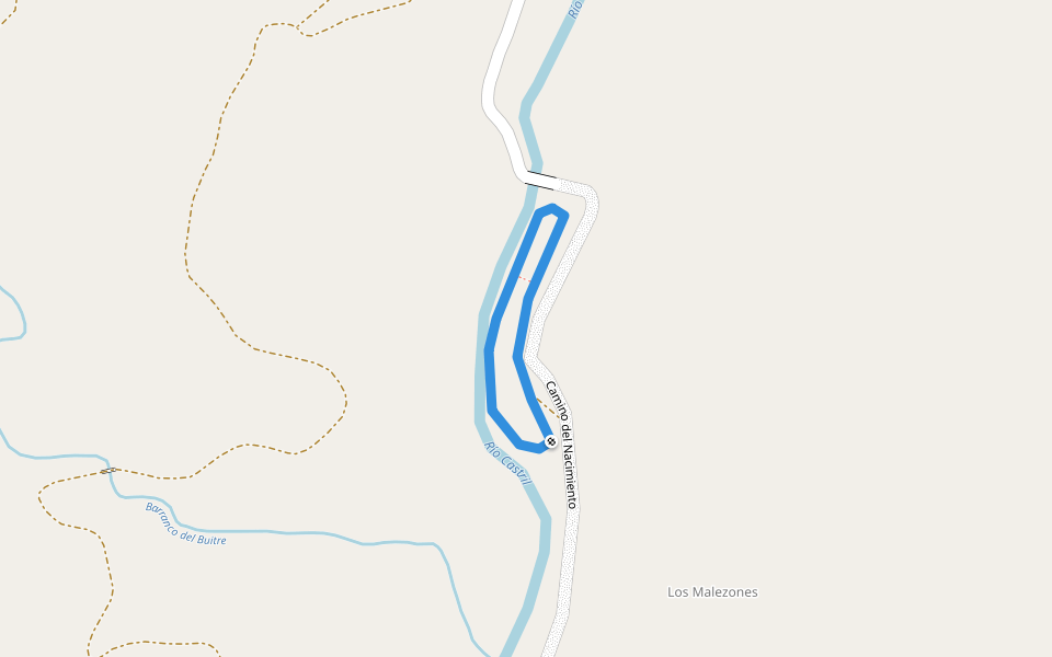 Puente de Lézar walking route map in Castril