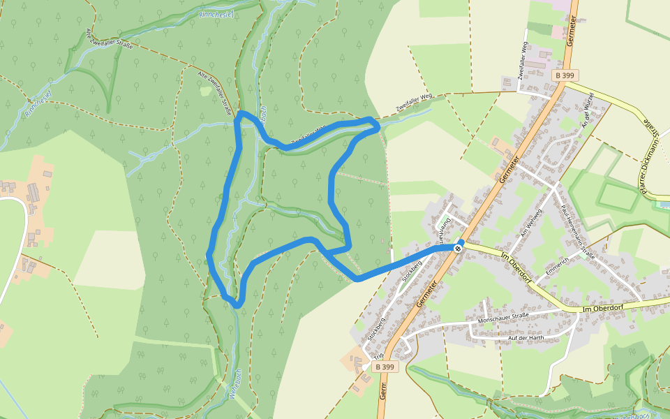 Archäologischer Wanderweg Hürtgenwald 1944-45 walking route map in Hürtgenwald