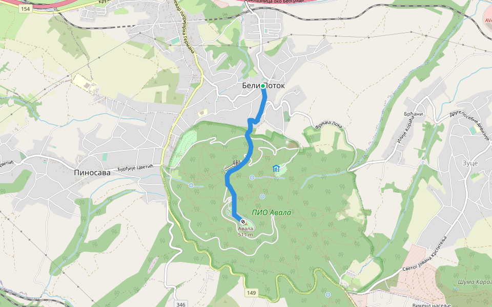Авала, стаза 5 walking route map in Бели Поток