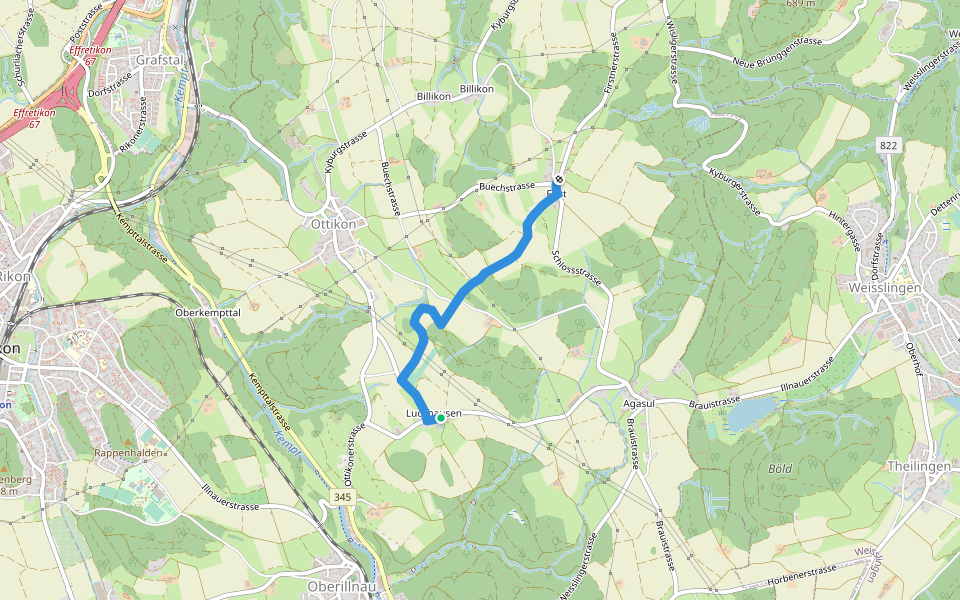 Luckhausen - First walking route map in Illnau-Effretikon