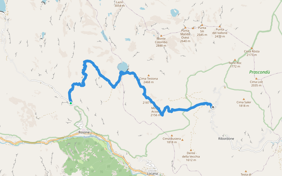 Via Alpina Blue D26 walking route map in San Lorenzo