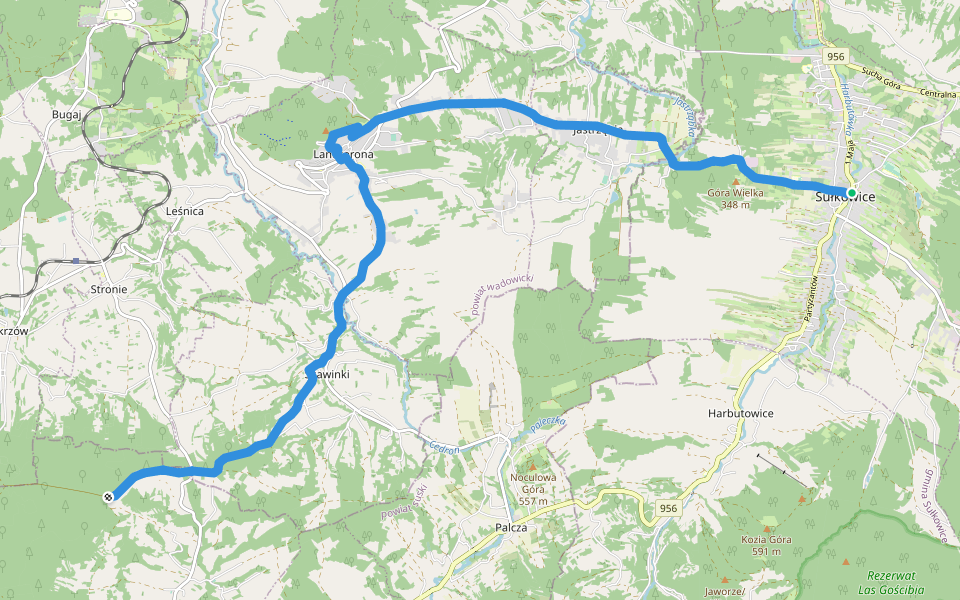 Sułkowice - Przełęcz Wrotka walking route map in Sułkowice
