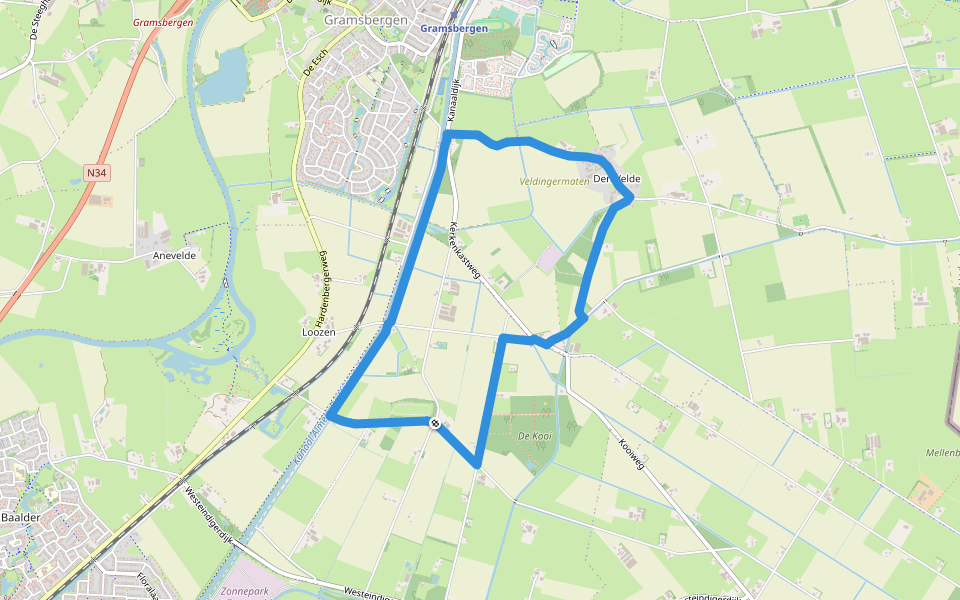 WNW Vechtdal -Loozenveld - gele route walking route map in Loozen