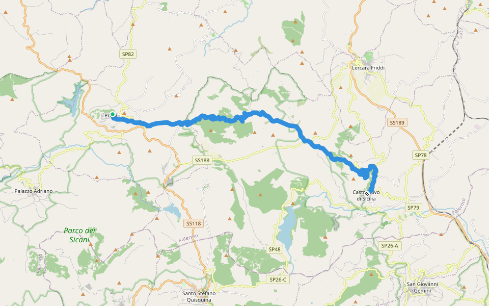 Magna Via Francigena: Tappa 4 walking route map in Prizzi