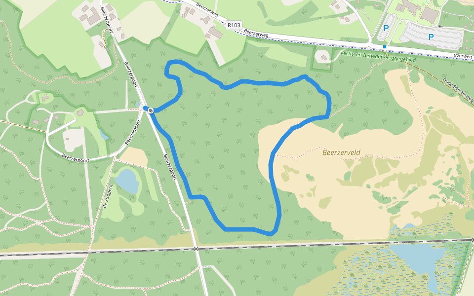 WNW Vechtdal - Beerzerpoort -rode route walking route map in Beerze