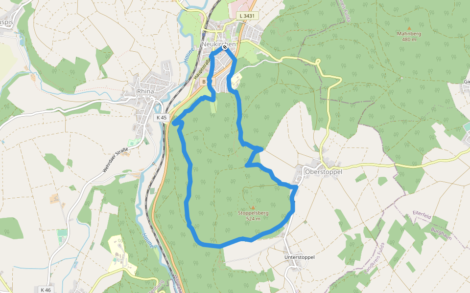 Kirchweg - Kurzvariante walking route map in Haunetal