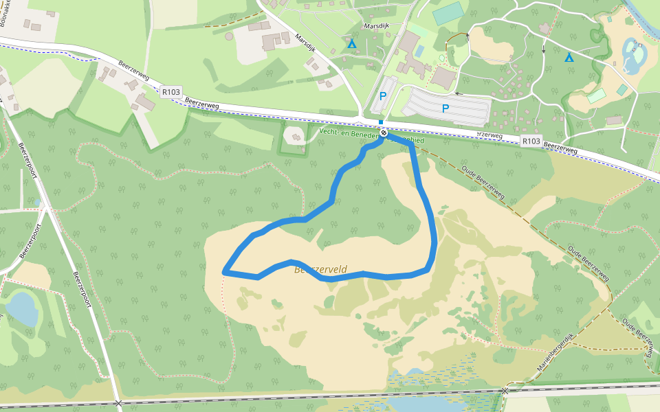 WNW Vechtdal - Beerzerbulten -gele route walking route map in Beerze